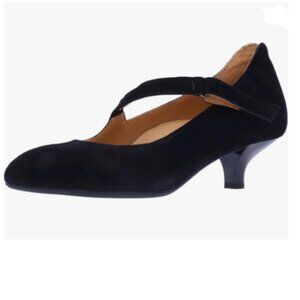 FYS Black Pointed Toe Strappy Pumps Kitten Low Heel Mary Janes Office Daily Shoe